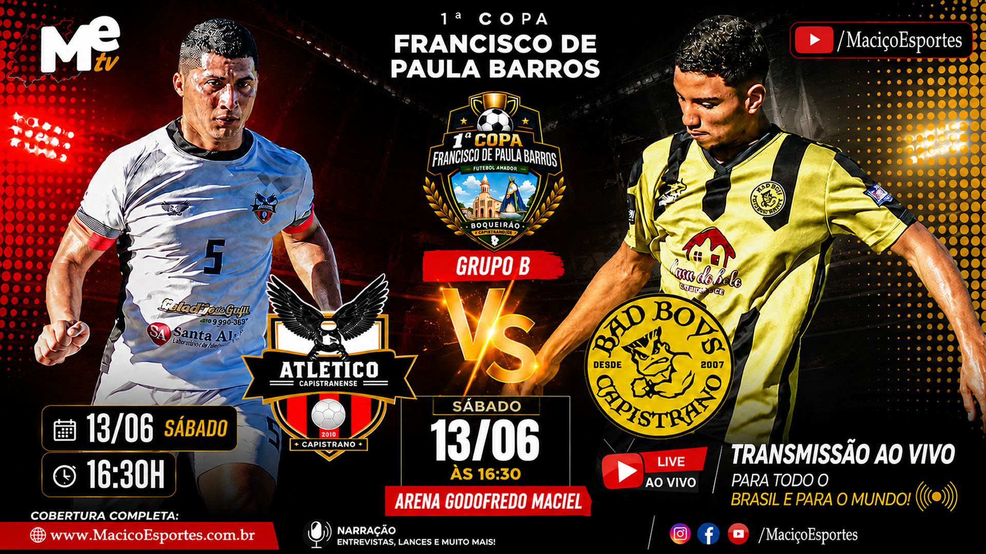Atlético Capistranense e Bad Boys fazem duelo de peso pela 2ª rodada do Grupo B da Copa Francisco de Paula Barros