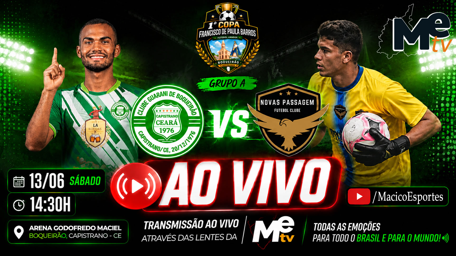 Guarani e Novas Passagens duelam neste sábado pela 2ª rodada da Copa Francisco de Paula Barros