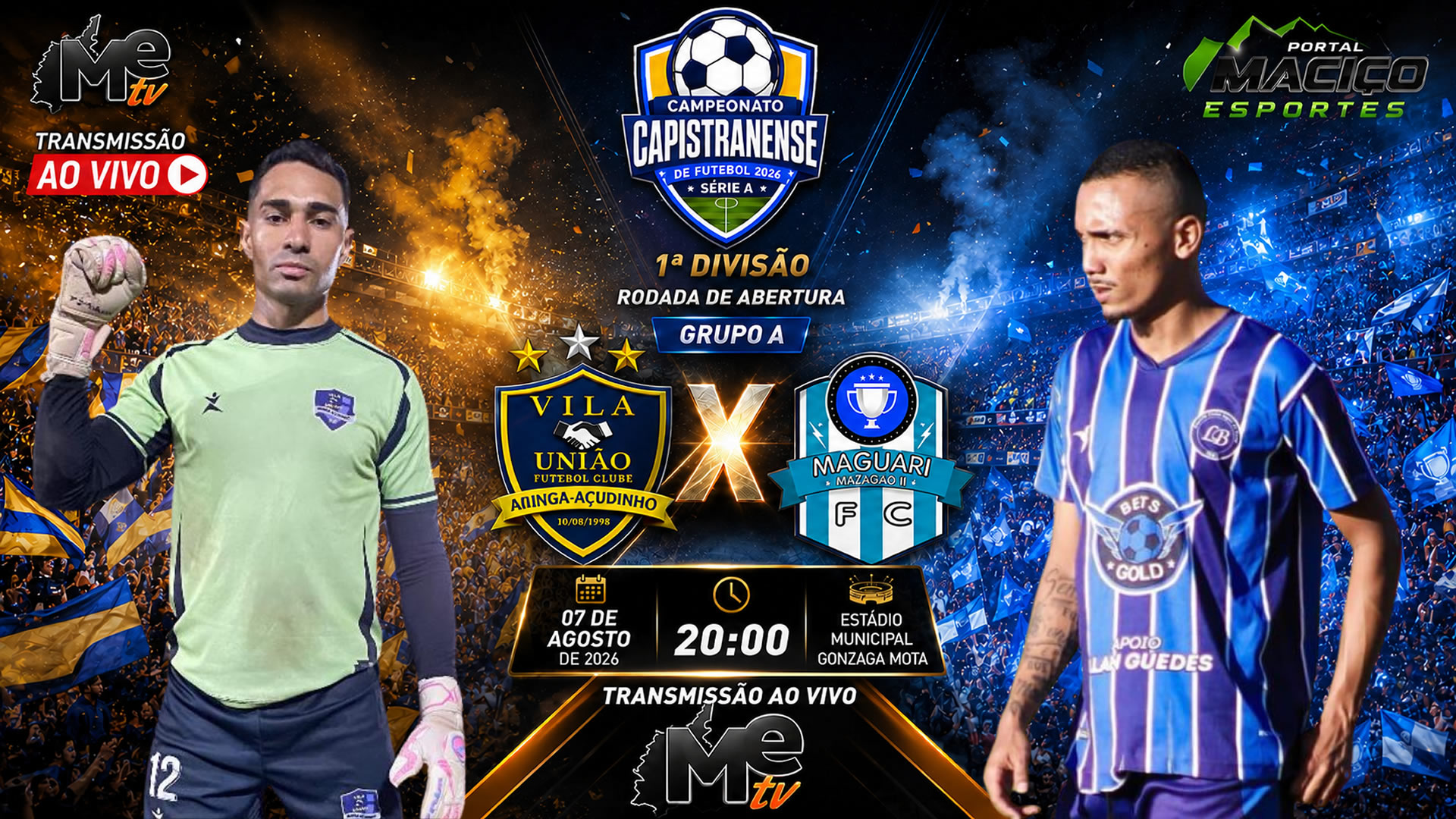 Vila União x Maguari abre oficialmente a 1ª Divisão do Campeonato Capistranense 2026 em uma noite histórica no Gonzagão